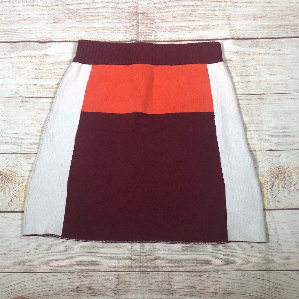 Urban Outfitters Maroon, Orange & White‎ Colorblock Knit Pencil Skirt